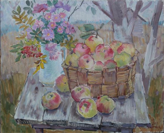 Осенние яблоки 2005 холст масло, 70х80