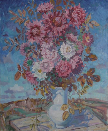 Осень. Красное и синее. 1988 холст масло, 78х66