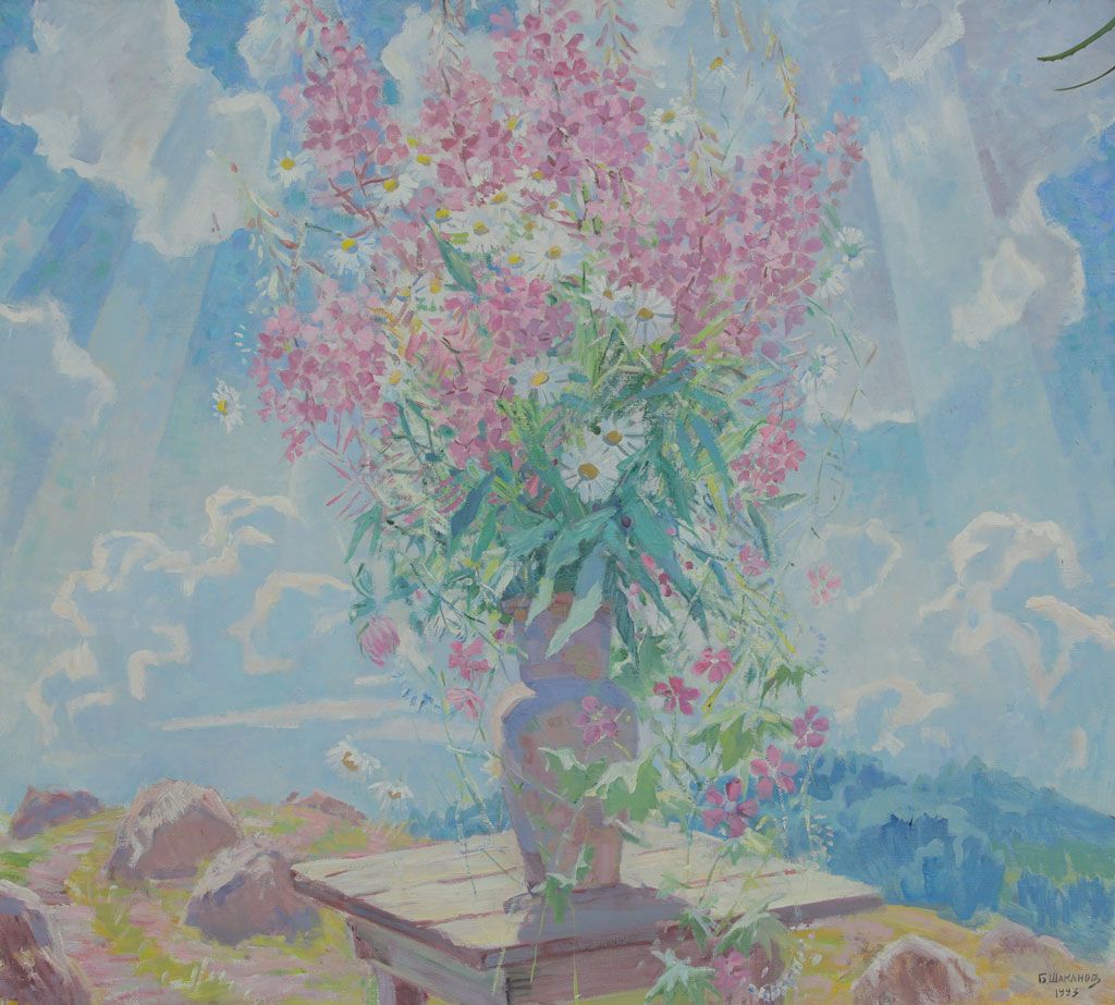 Сверкающий полдень. Цветы полевые. холст масло, 94х104