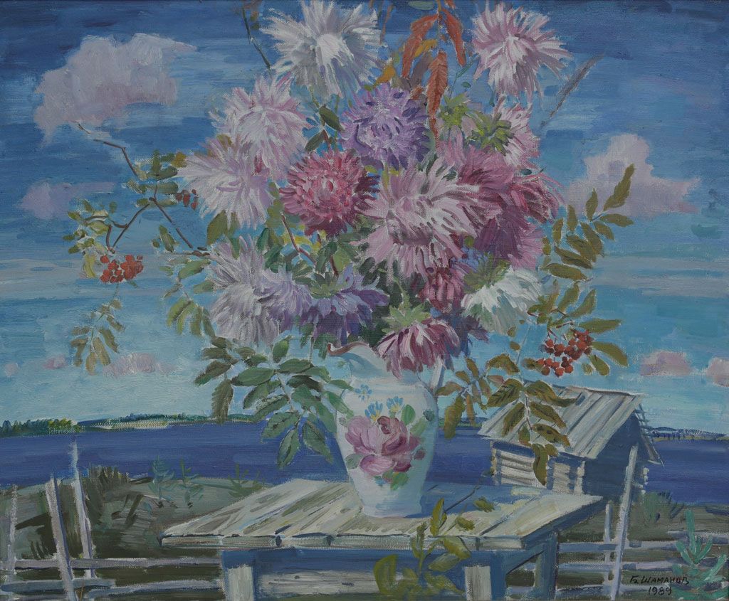 Холодный день осени. Астры. холст масло, 86х92