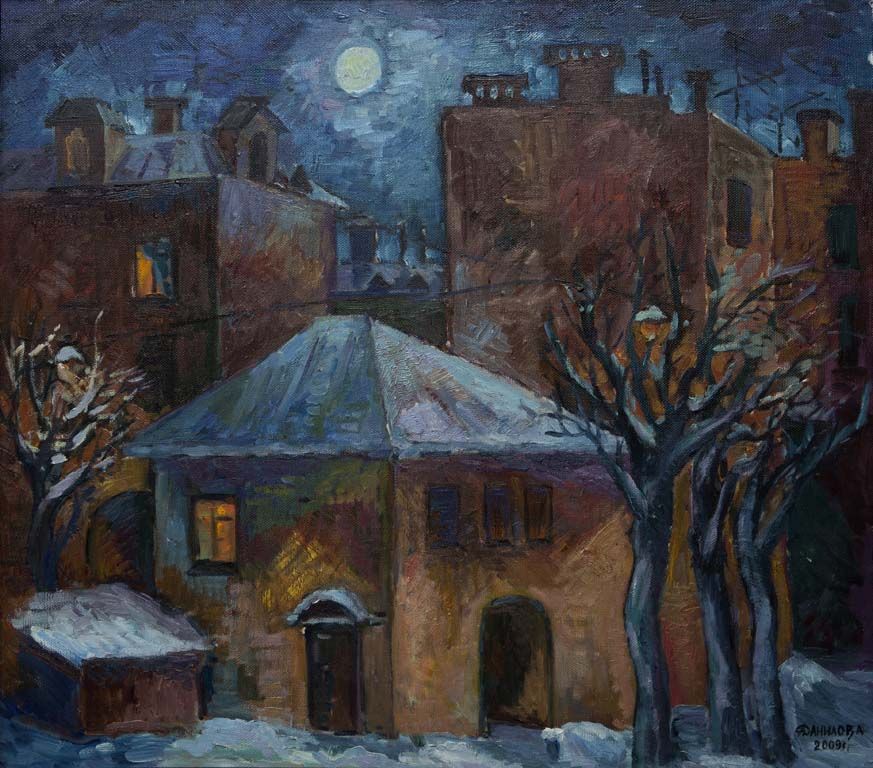 Петербургский дворик. Зимняя ночь.